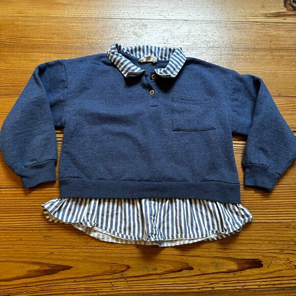 Jessica Simpson blue white striped layered collar sweater SIZE 5 - Picture 1 of 4